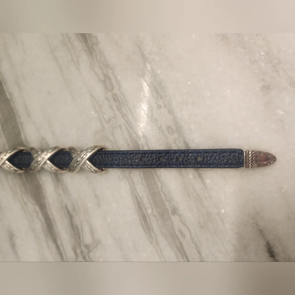 Brighton 3/8 Kriss Kross Bandit Bracelet,  Blue With Silver Accents - Picture 4 of 5